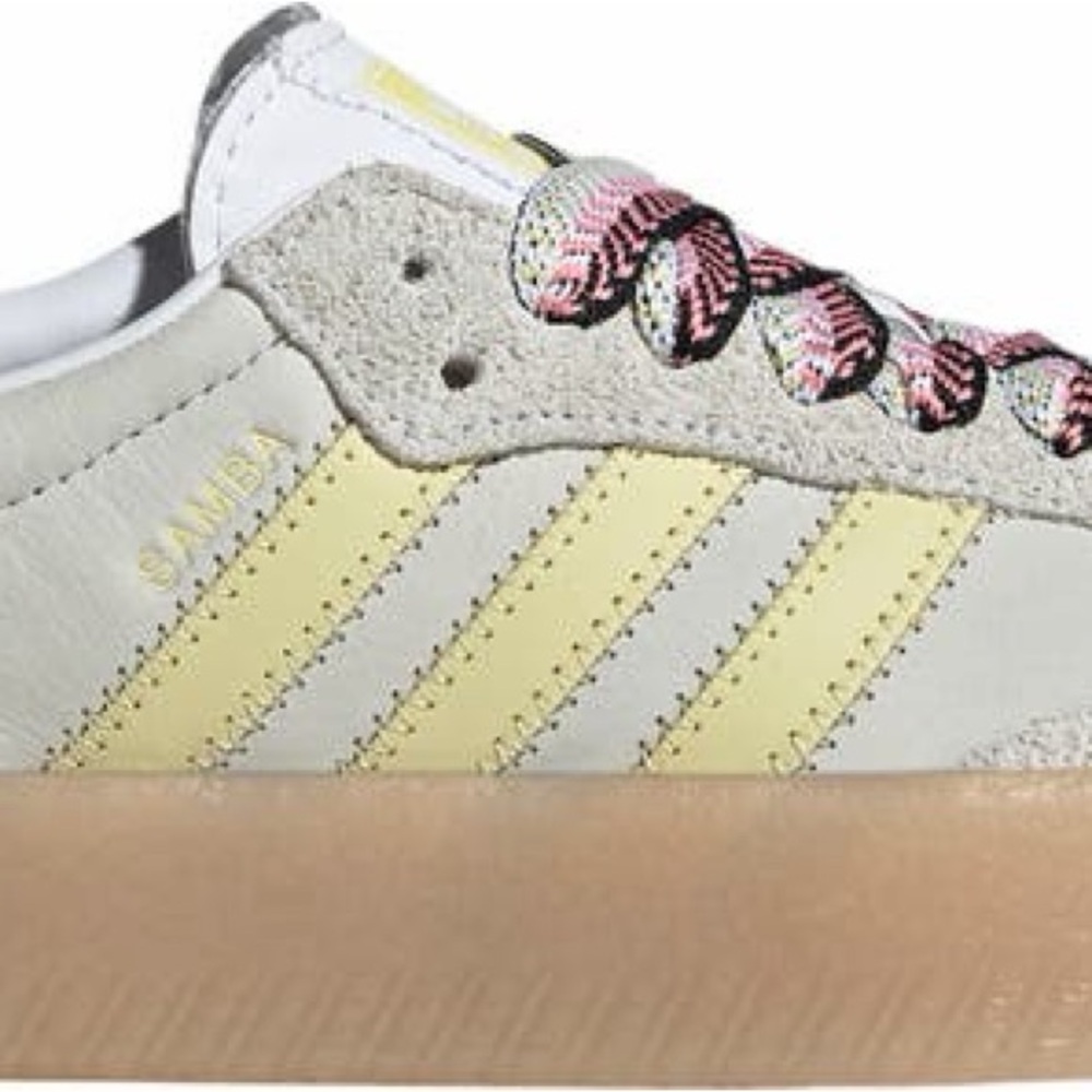 Adidas Women’s Sambae Greystone and Powder Yellow Sneakers - Picture 3 of 12